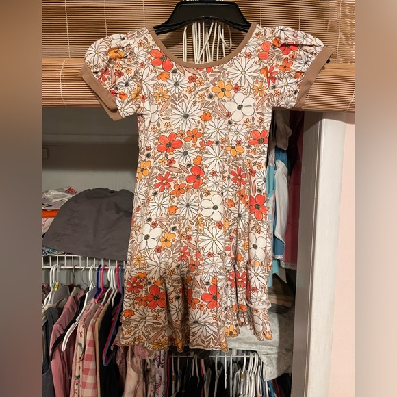 eliza Grace Other - Floral Orange and Cream Kids Casual Dress